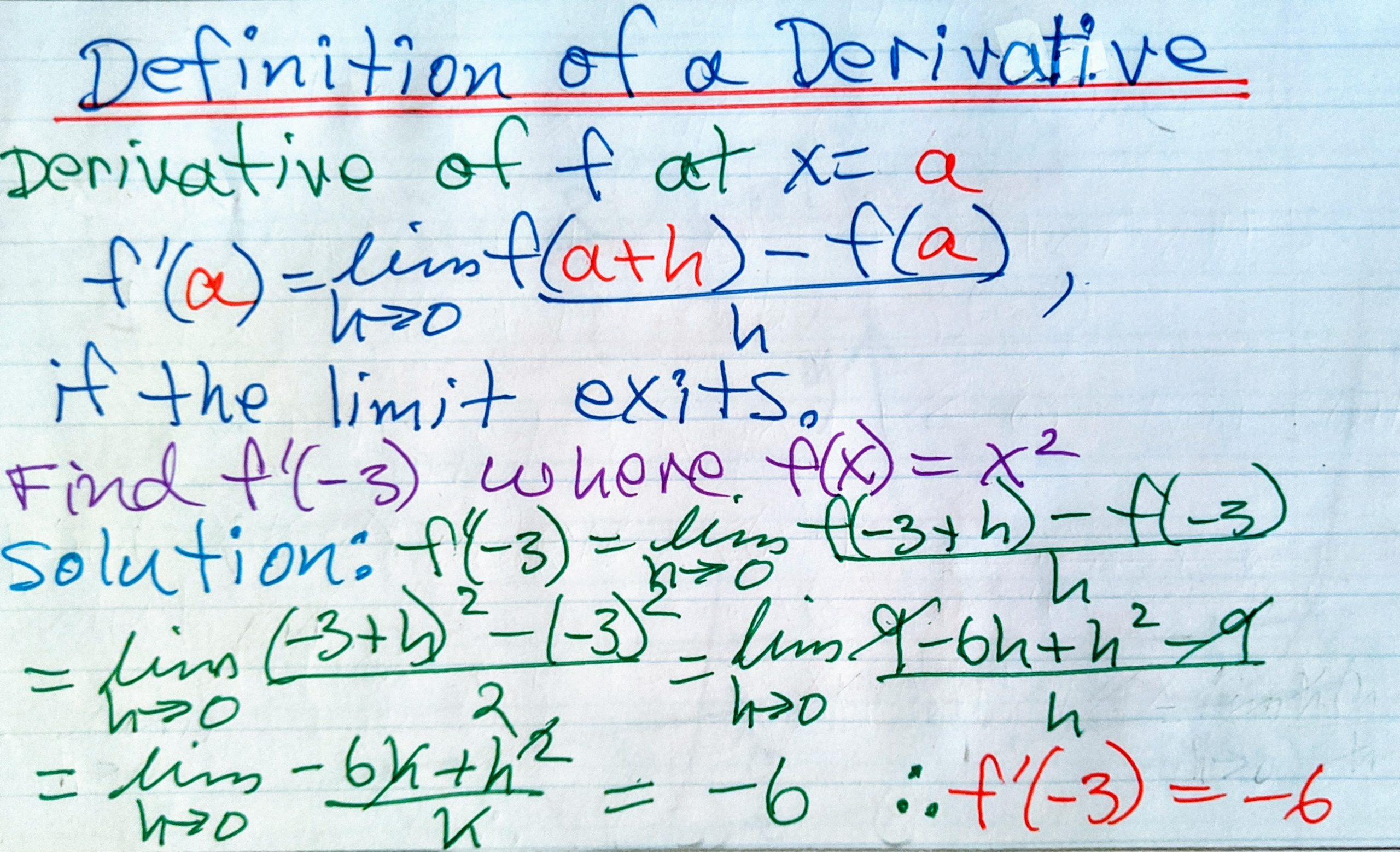 6. definition of derivative homework